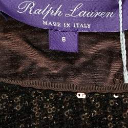 Pre Owned Ralph Lauren Purple Label Brown Sequin Tulle Midi Skirt M