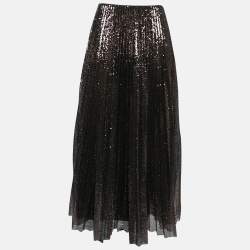 Pre Owned Ralph Lauren Purple Label Brown Sequin Tulle Midi Skirt M