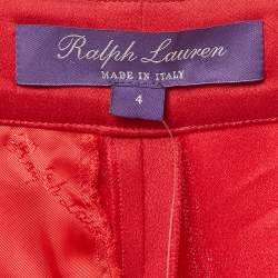 Pre Owned Ralph Lauren Purple Label Red Satin Wide-Leg Trousers S