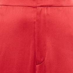 Pre Owned Ralph Lauren Purple Label Red Satin Wide-Leg Trousers S