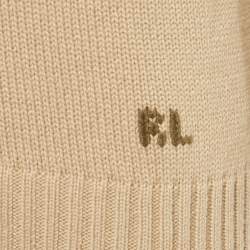 Pre Owned Ralph Lauren Purple Label Beige Teddy Applique Cashmere Sweater S