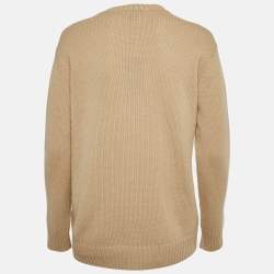 Pre Owned Ralph Lauren Purple Label Beige Teddy Applique Cashmere Sweater S