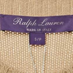 Pre Owned Ralph Lauren Purple Label Beige Teddy Applique Cashmere Sweater S