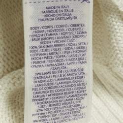 Pre Owned Polo Ralph Lauren Ivory Suede Teddy Applique Knit Sweater XS