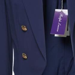 Pre Owned Ralph Lauren Purple Label Navy Blue Open Cropped Blazer M