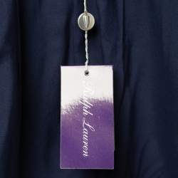 Pre Owned Ralph Lauren Purple Label Navy Blue Open Cropped Blazer M