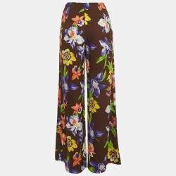 Pre Owned Ralph Lauren Purple Label Multicolor Floral Print Crepe Wide-Leg Pants S