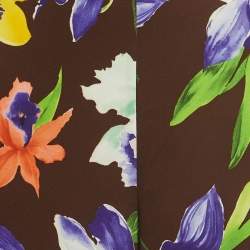 Pre Owned Ralph Lauren Purple Label Multicolor Floral Print Crepe Wide-Leg Pants S