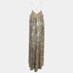 Ralph Lauren Purple Label Brown Sequin Maxi Slip Dress M
