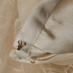 Pre Owned Ralph Lauren Purple Label Ivory Embroidered Organza Silk Ruffled Maxi Skirt S