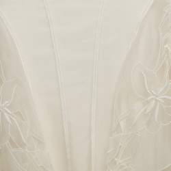 Pre Owned Ralph Lauren Purple Label Ivory Embroidered Organza Silk Ruffled Maxi Skirt S