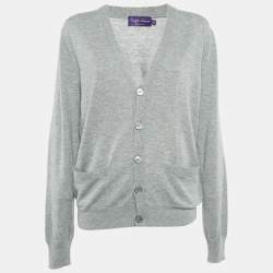 Ralph Lauren Purple Label Grey Cashmere Button Front Cardigan M