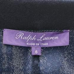 Pre Owned Ralph Lauren Purple Label Navy Blue Silk Lurex Long Sleeve Jumpsuit M