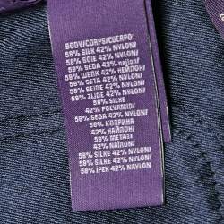 Pre Owned Ralph Lauren Purple Label Navy Blue Silk Lurex Long Sleeve Jumpsuit M