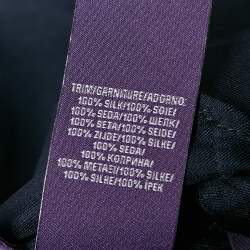 Pre Owned Ralph Lauren Purple Label Navy Blue Silk Lurex Long Sleeve Jumpsuit M