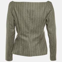 Ralph Lauren Purple Label Grey Helene Chalk-Stripe Wool Flannel Jacket M