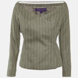 Ralph Lauren Purple Label Grey Helene Chalk-Stripe Wool Flannel Jacket M