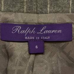 Ralph Lauren Purple Label Grey Helene Chalk-Stripe Wool Flannel Jacket M
