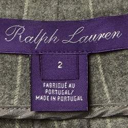 Ralph Lauren Grey Striped Wool Belted Formal Trousers S