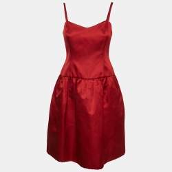 Ralph Lauren Purple Label Red Satin Silk Short Sleeveless Dress M
