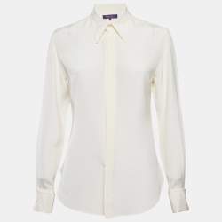 Ralph Lauren Purple Label Off-White Silk Button Front Shirt M