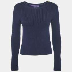 Ralph Lauren Purple Label Navy Blue Silk Knit Jumper M
