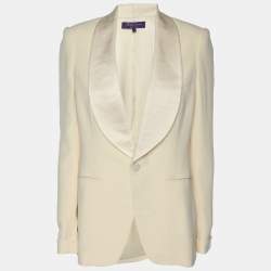 Ralph Lauren Purple Label Beige Silk Single Breasted Tuxedo Blazer S