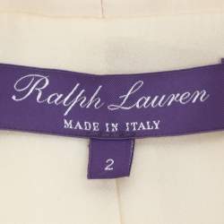 Ralph Lauren Purple Label Beige Silk Single Breasted Tuxedo Blazer S