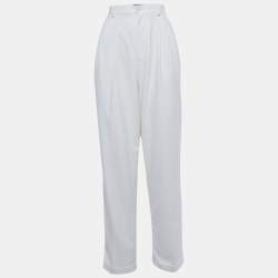 Pre Owned Ralph Lauren Purple Label White Silk Tailored Formal Trousers S  