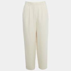 Pre Owned Ralph Lauren Purple Label Beige Silk Formal Trousers S