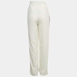 Pre Owned Ralph Lauren Purple Label White Crepe Side Stripe Trousers S