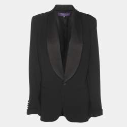 Pre Owned Ralph Lauren Purple Label Black Wool Single Breasted Tuxedo Jacket L