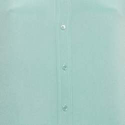 Pre Owned فستان ميدي قميص حرير أزرق من رالف لورين بيربل لابيل مقاس صغير