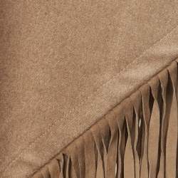 Pre Owned Ralph Lauren Purple Label Brown Camel Hair Fringe Poncho One Size