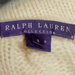Pre Owned Ralph Lauren Collection Cream Cashmere Belt Front Cardigan S