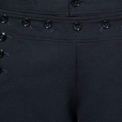 Ralph Lauren Purple Label Navy Blue Wool Button Embellished Wide Leg Trouser M