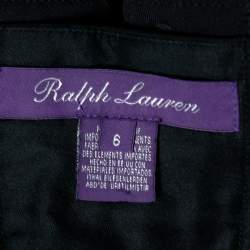 Ralph Lauren Purple Label Navy Blue Wool Button Embellished Wide Leg Trouser M