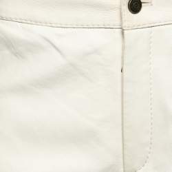 Pre Owned Ralph Lauren Purple Label Cream Leather Pants M