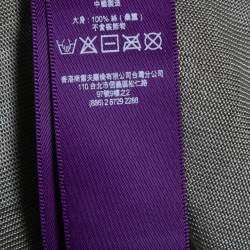 Pre Owned Ralph Lauren Purple Label Silver Metallic Silk-Knit Polo T-Shirt M