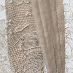 Pre Owned Ralph Lauren Purple Label Beige Lace Crepe Trimmed Button Front Shirt Blouse M