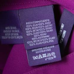 Pre Owned Ralph Lauren Purple Label Purple Silk Sleeveless Ruffle Detail Top M