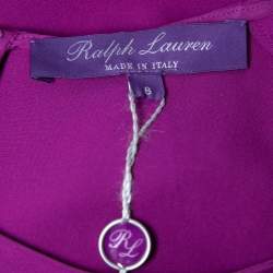 Pre Owned Ralph Lauren Purple Label Purple Silk Sleeveless Ruffle Detail Top M