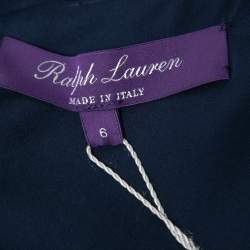 Ralph Lauren Purple Label Navy Blue Polka Dot Printed Silk Sleeveless A-Line Maxi Dress M