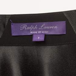 Pre Owned Ralph Lauren Purple Label Black Patterned Crepe Midi Skirt S