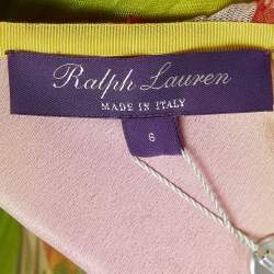 Pre Owned Ralph Lauren Purple Label Multicolor Floral Print Mesh Pleated Skirt M