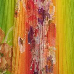 Pre Owned Ralph Lauren Purple Label Multicolor Floral Print Mesh Pleated Skirt M