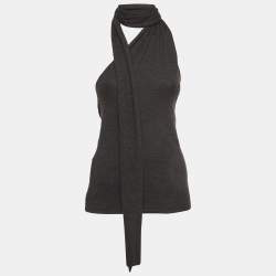 Ralph Lauren Purple Label Grey Cashmere Tie-Up Neck Tank Top M