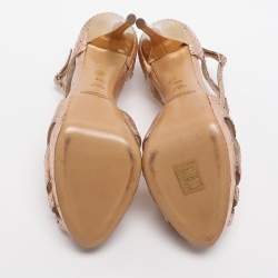 مملوكة مسبقًا صندل رالف لورين بيربل ليبل جلد ثعبان ذهبي وردي بحزام للكاحل مقاس 40.5