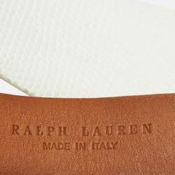 Pre Owned Ralph Lauren Off White Lizard Waist Buckle Belt 90CM