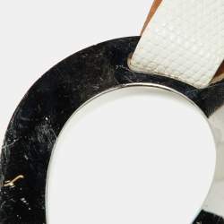 Pre Owned Ralph Lauren Off White Lizard Waist Buckle Belt 90CM